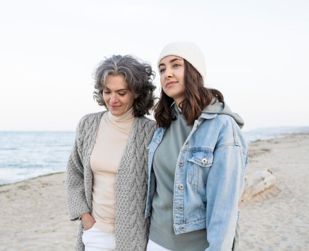 Mother and daughter having a beautiful time together on the beach